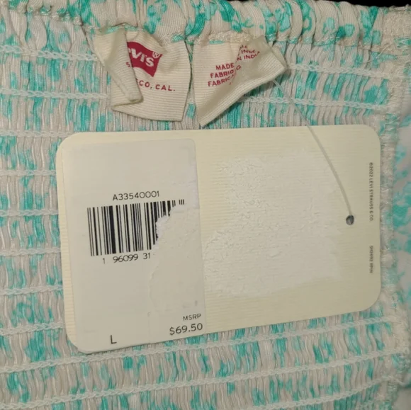 LEVIS DRESS WOMENS XL ELECTRIC GREEN FLORAL DOLCI BABYDOLL WITH POCKETS NEW - Picture 10 of 10